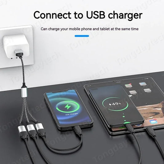 4-Port Type C USB Hub Fast Data Transmission OTG Adapter Multi Device Extension for Computer Laptop
