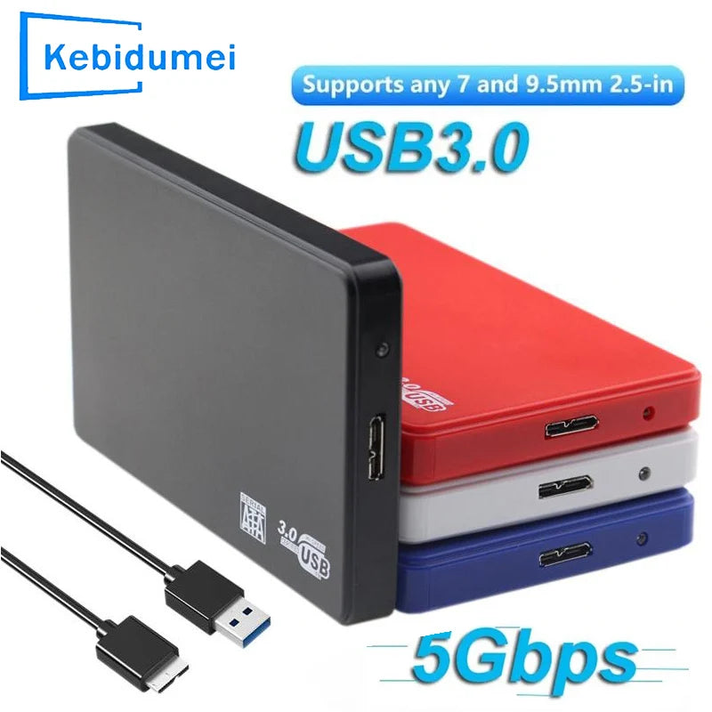2.5" SATA to USB3.0 HDD Enclosure Mobile Hard Drive Cases for SSD External Storage HDD Box With USB3.0 Cable ABS for PC Laptop
