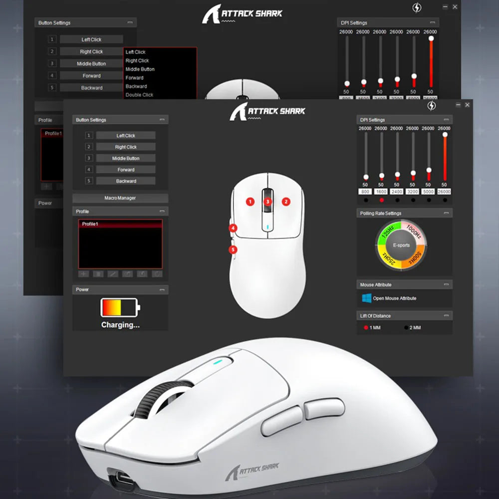X3 ATTACK SHARK X3Pro Bluetooth Gaming Mouse PAW3395 Sensor TTC Encoder Black Mamba Switch and 1K/4K Hz for Wireless Mouse