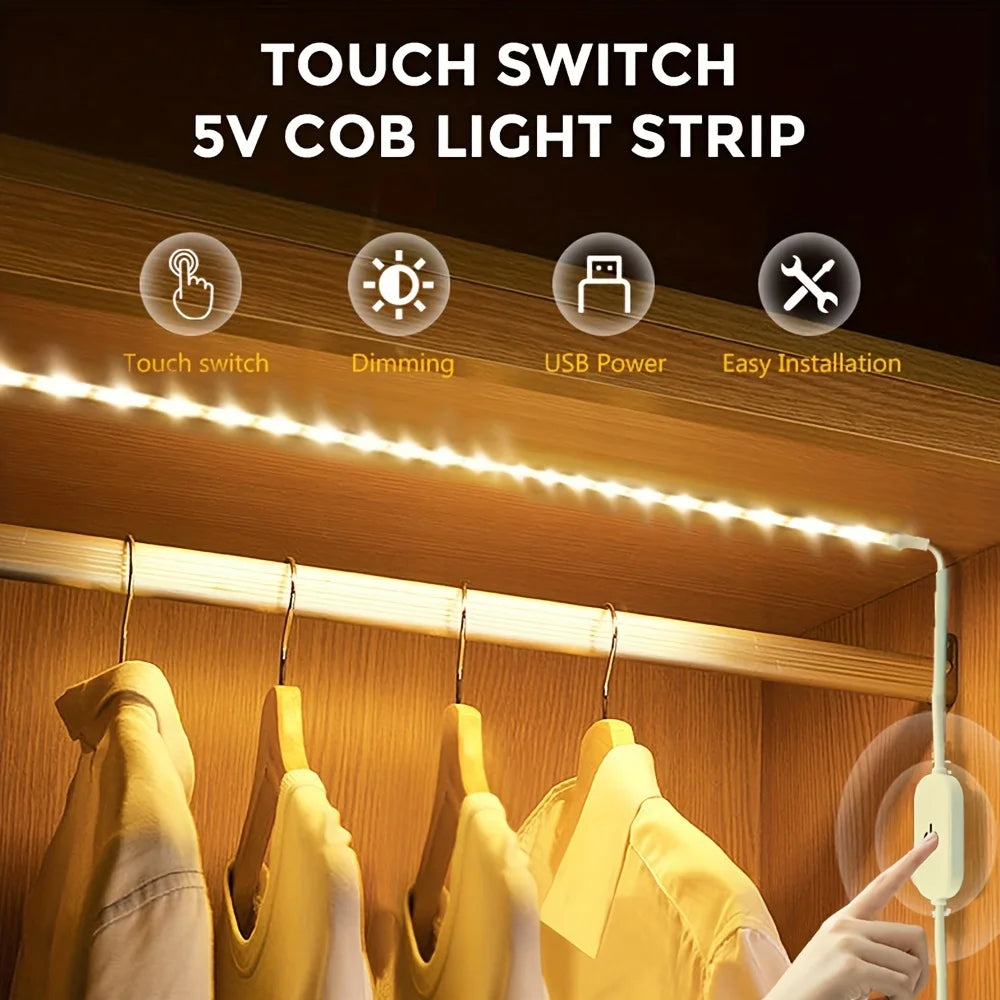 LED Strip Light with Touch Switch USB 2835SMD LED Light Stylish Tape Ribbon Flexible Decorative Lighting Bedroom Decorations