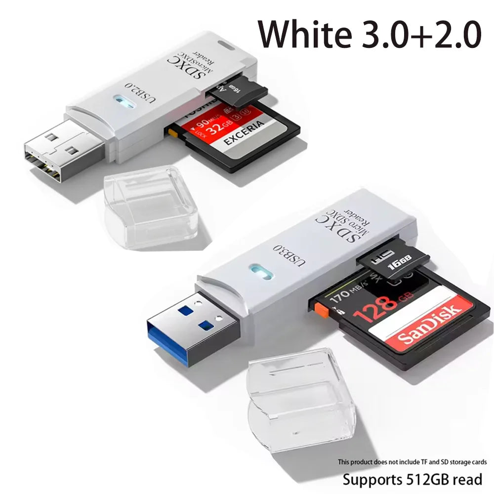 2-in-1 Multi Functional  USB 3.0 Card ReaderMiniSD TFMemoryCardReaderUSBFlashDrive CardreaderAdapter For PCLaptops Accessories