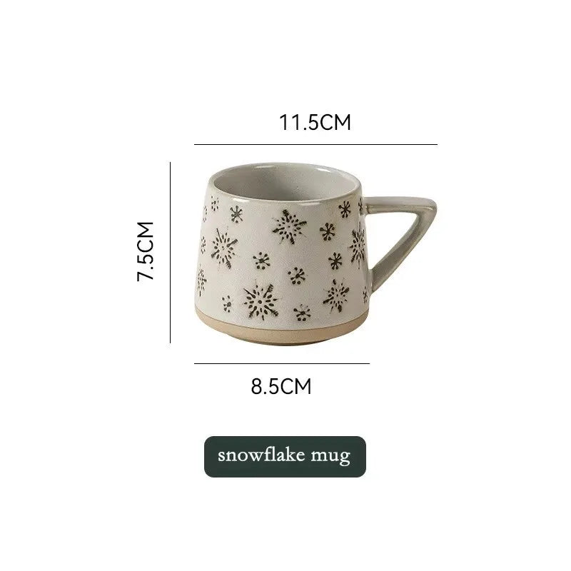 Retro Ceramic Coffee Mug Heat-resistant Handgrip Cup For Juice Water Milk Office Kitchen Restaurant Christmas Mug Gift