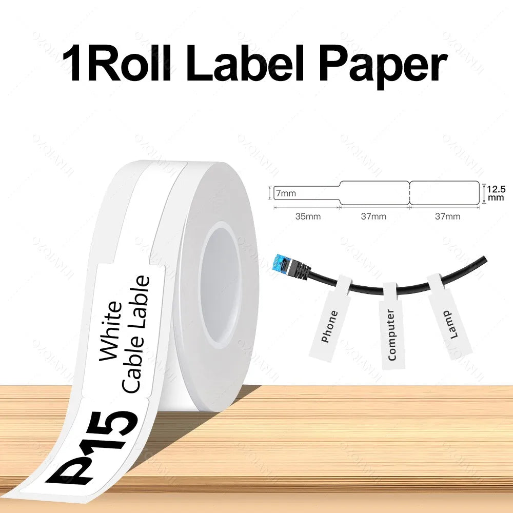 Portable Mini Labeling Printer Marklife P12 Thermal Adhesive Sticker Pocket Label Maker or 1Roll Spacer/Continues Label Paper