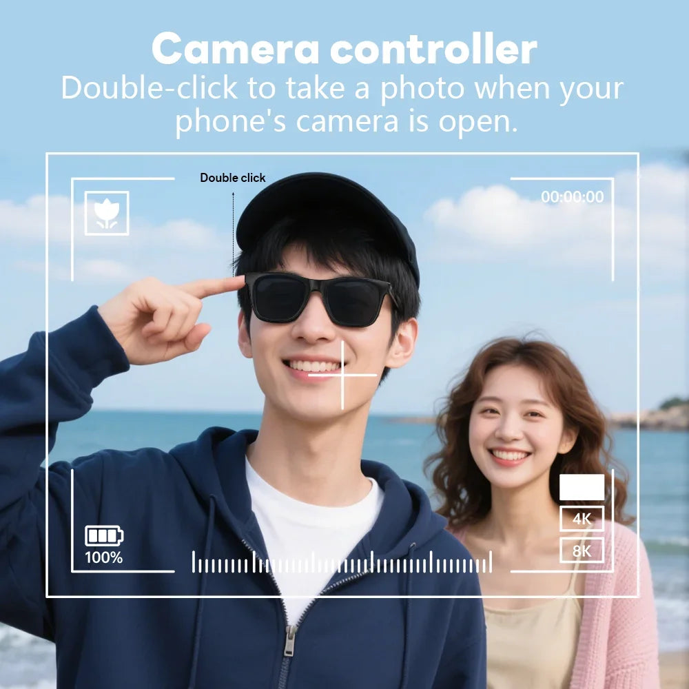 Lenovo AI Smart Wireless Glasses Bluetooth Sunglasses Remote 8K Control Touch Photo Camera Recording Voice Assistant Translator