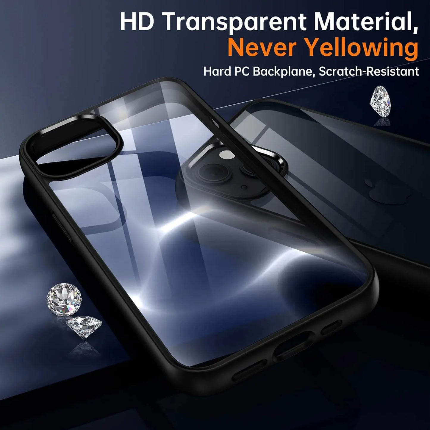 Colour Back Transparent Shockproof Phone Case for iPhone 16 15 14 13 12 11 Pro Max 7 8 Plus XR Xs 12 Mini Silicone Bumper Cover