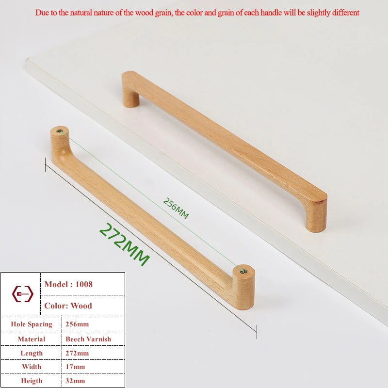 Nordic Wooden Cabinet Handles Solid Wood Furniture Kitchen Door Handle Wardrobe Cupboard Drawer Knobs Hardware Round Pull Handle