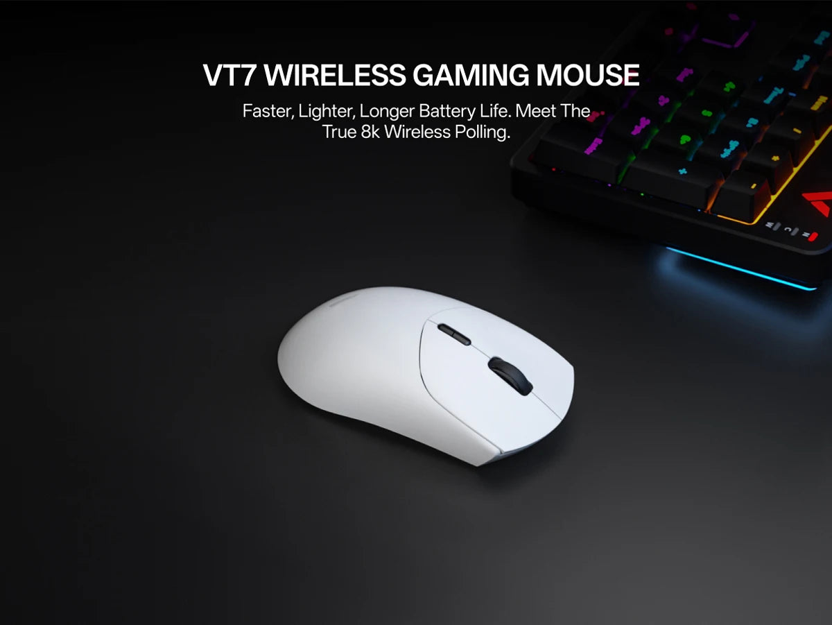 Rapoo VT7 MAX /VT7 Wireless Gaming Mouse True 8K Wireless Polling Rate 53g Lightweight Up to 750Hr Battery Life