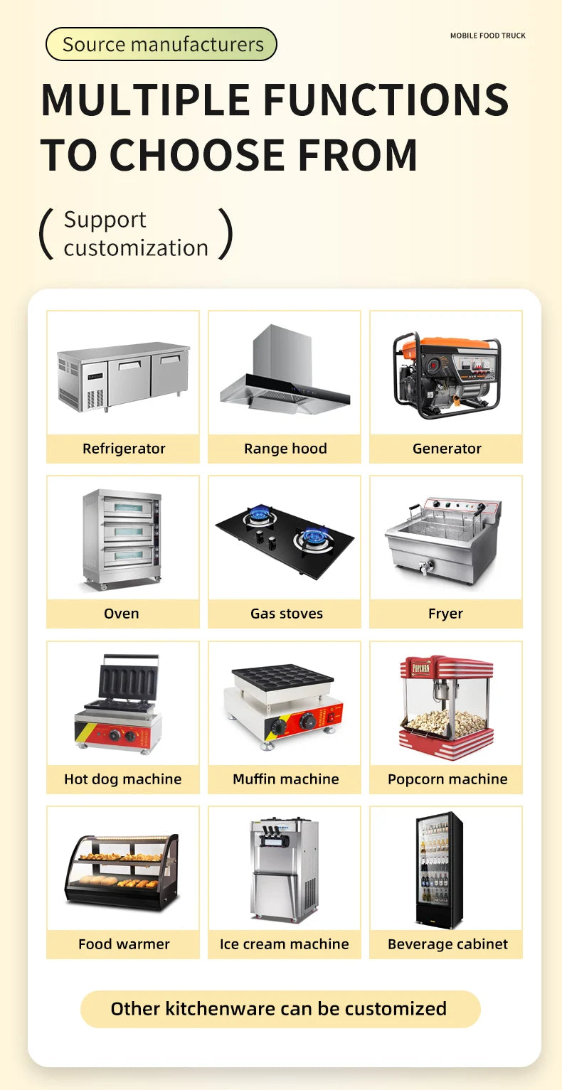 Fast Food Mobile  Food Truck Equipped with Refrigerator and Fryer