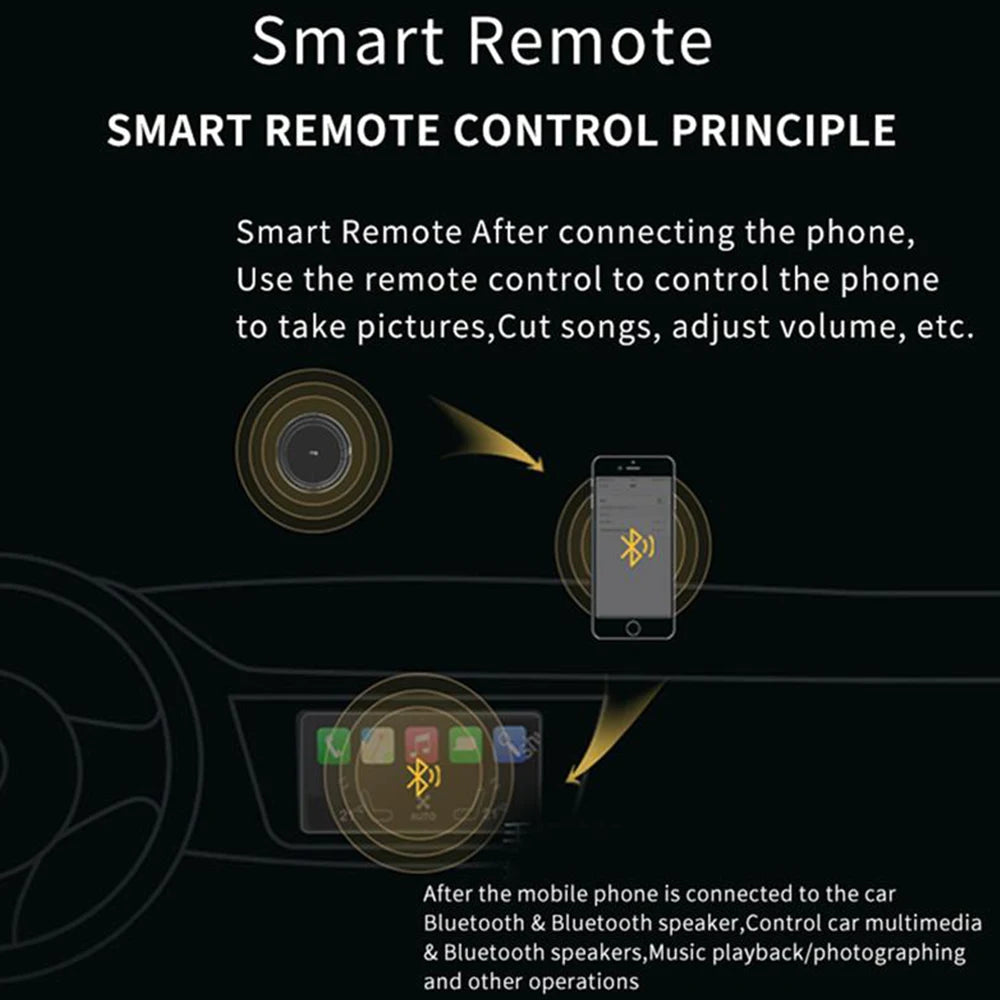 Wireless Bluetooth 5.0 Remote Controller Media Button Car Motorcycle Bike Steering Wheel Music Play for IOS Android Phone Tablet
