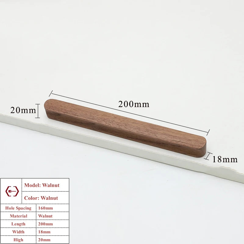 Wooden Cabinet Handles Beech Walnut Solid Wood Furniture Door Handle Kitchen Cupboard Drawer Knobs Wardrobe Hardware Pull Handle