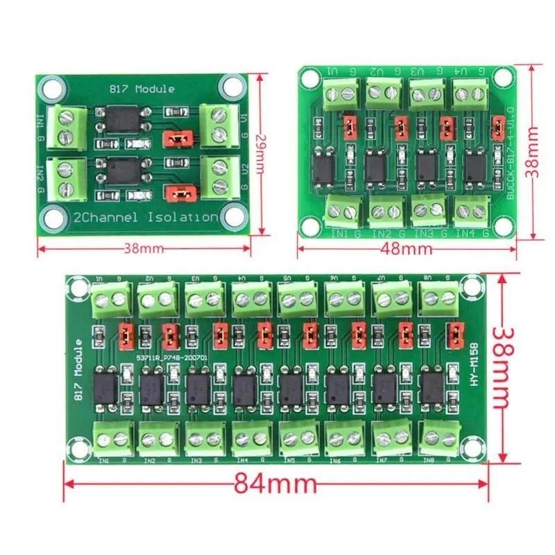 PC817 2 4 8 Channel Optocoupler Isolation Board Voltage Converter Adapter Module 3.6-30V Driver Photoelectric Isolated Module