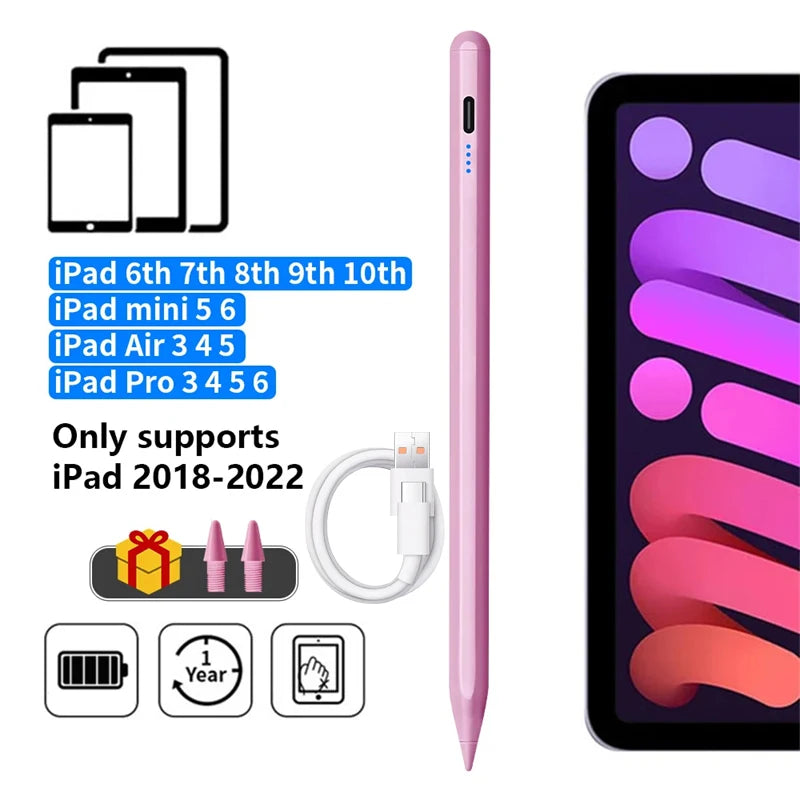 For Apple Pencil with Palm Rejection Tilt, Power Display, for iPad Pencil Pen 2022 2021 2020 2019 2018 Pro Air Mini Stylus Pen