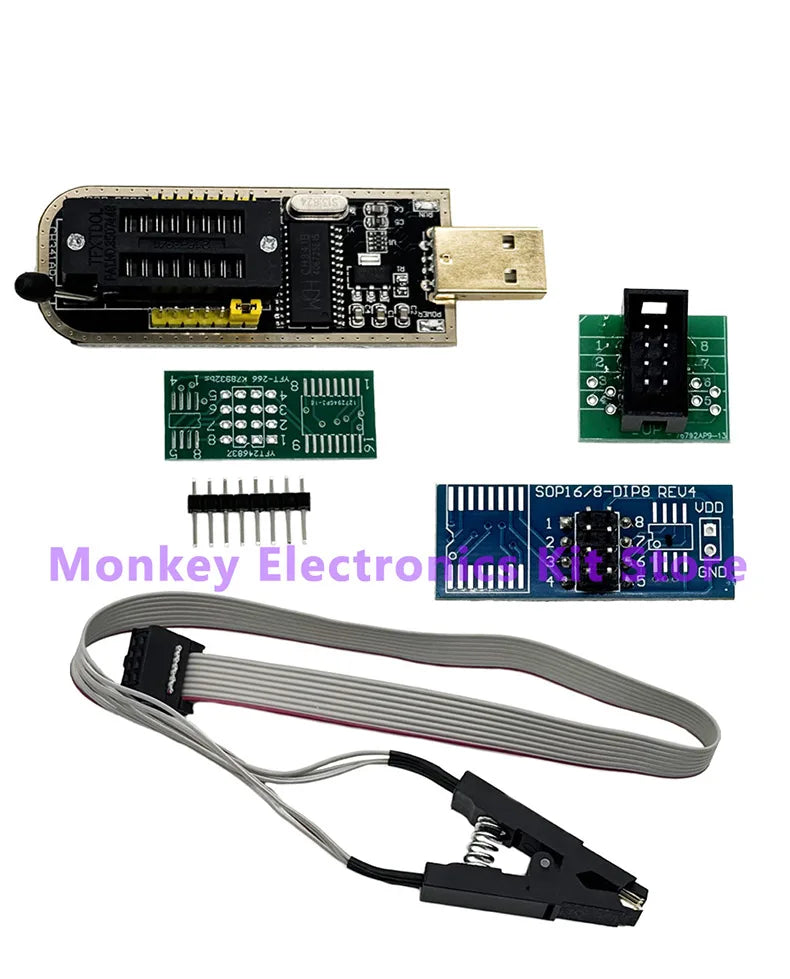 CH341A/B Programmer adapter+SOP8 clip+SOIC8 adapter with cable+1.8V adapter CH341A EEPROM Flash BIOS USB programmer ZIF adapter
