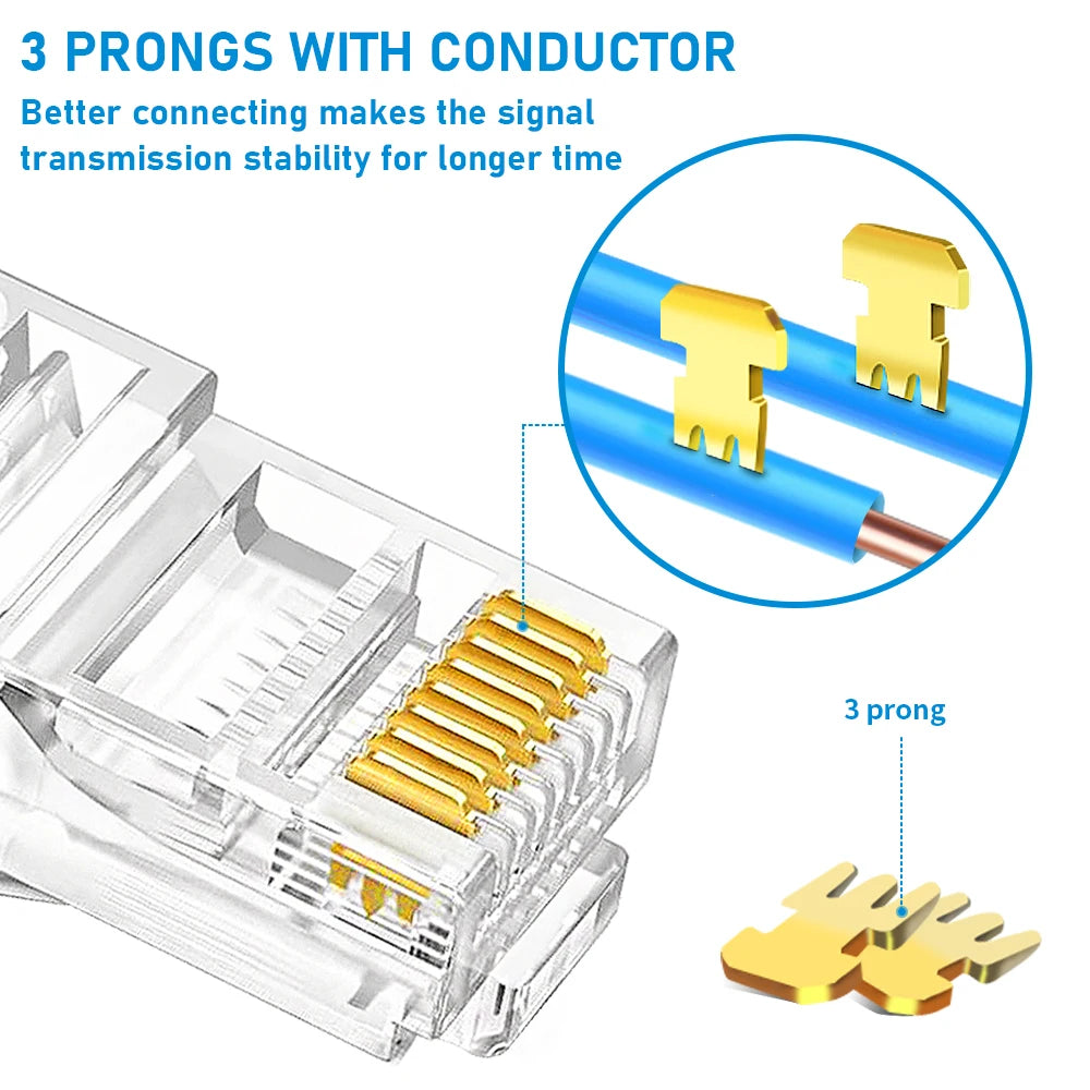 10PCS/50PCS RJ45 Connectors Cat5e Cat6 Pass Through EASY to Crimp Modular Plug for Solid Stranded Network Cable