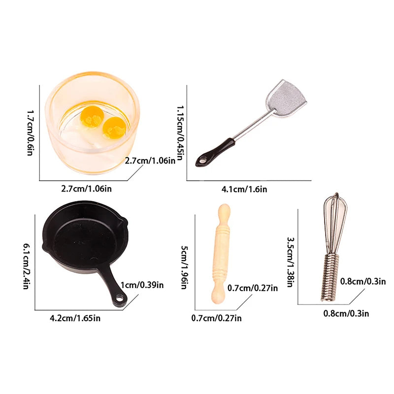 1/12 Dollhouse Miniature Kitchenware Kit Model Doll Kitchen Baking Supplies Decor Toy Micro Scene Construction Props