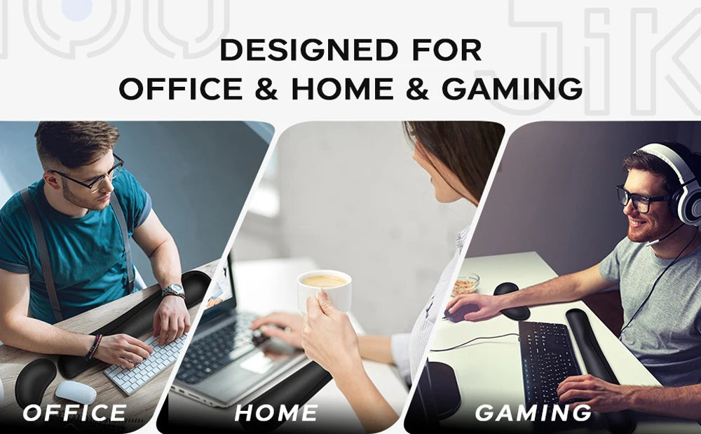 Keyboard Wrist Rest Mouse Pad with Wrist Support Memory Foam Keyboard Pad Set Ergonomic Mousepad for Office Gaming PC Laptop
