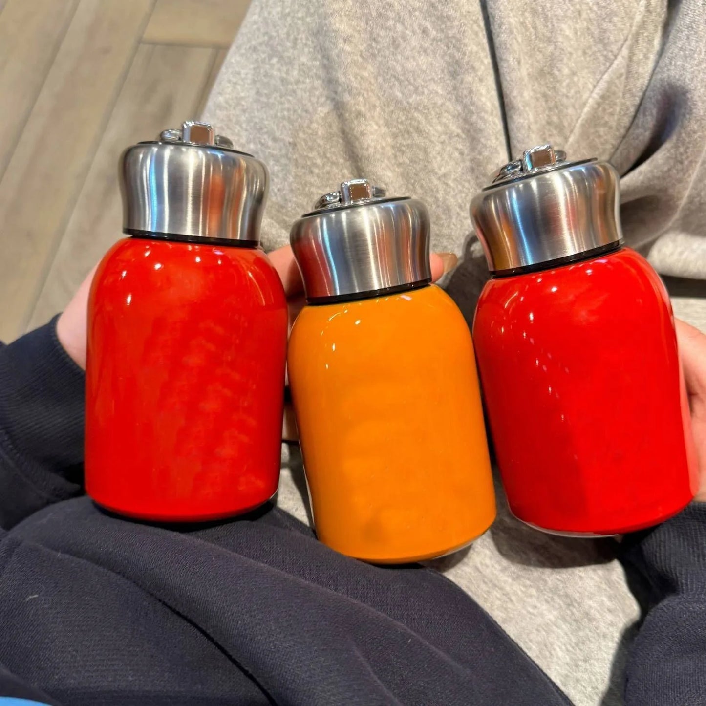 300ML Travel Water Bottle Coffee Mug Stainless Steel Vacuum Flask with Lifting Ring Mini Thermos Cup Portable Car Insulated Cup