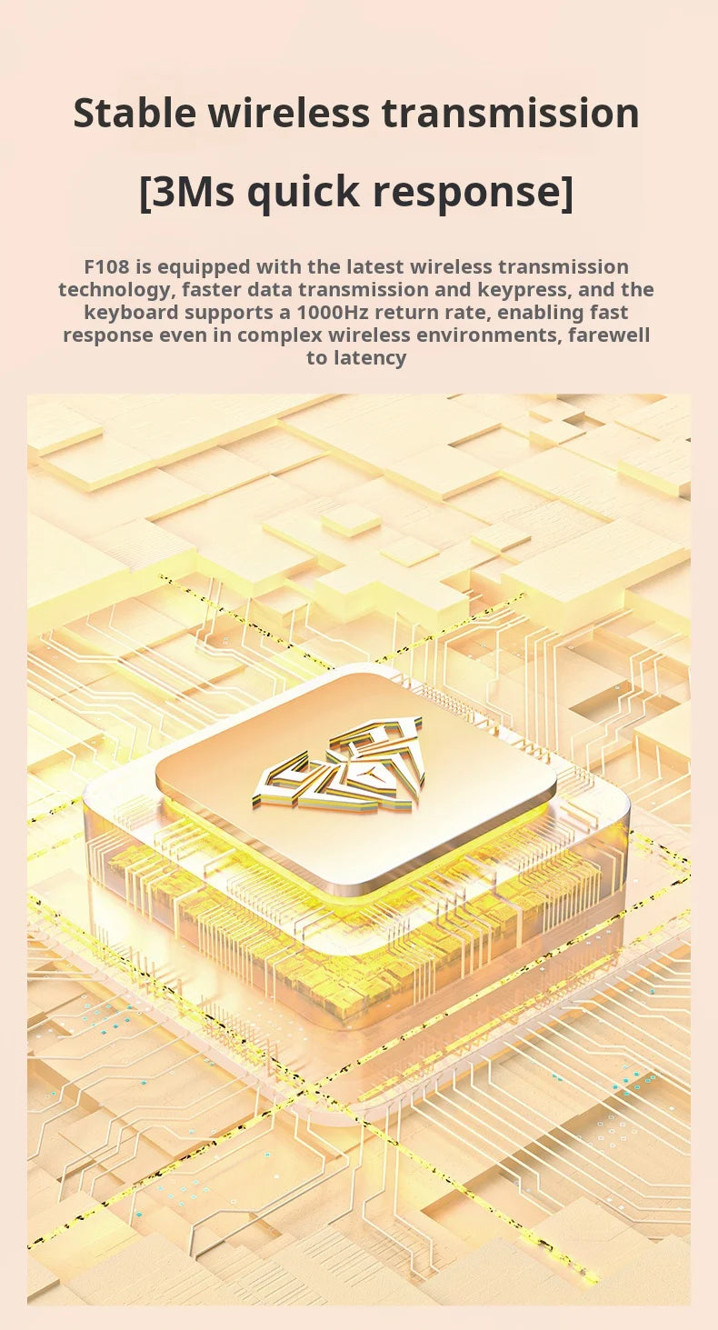 AULA F108Pro/F108 Wireless Bluetooth tri-mode connection, multi-functional display, Gasket structure, RGB lighting effects