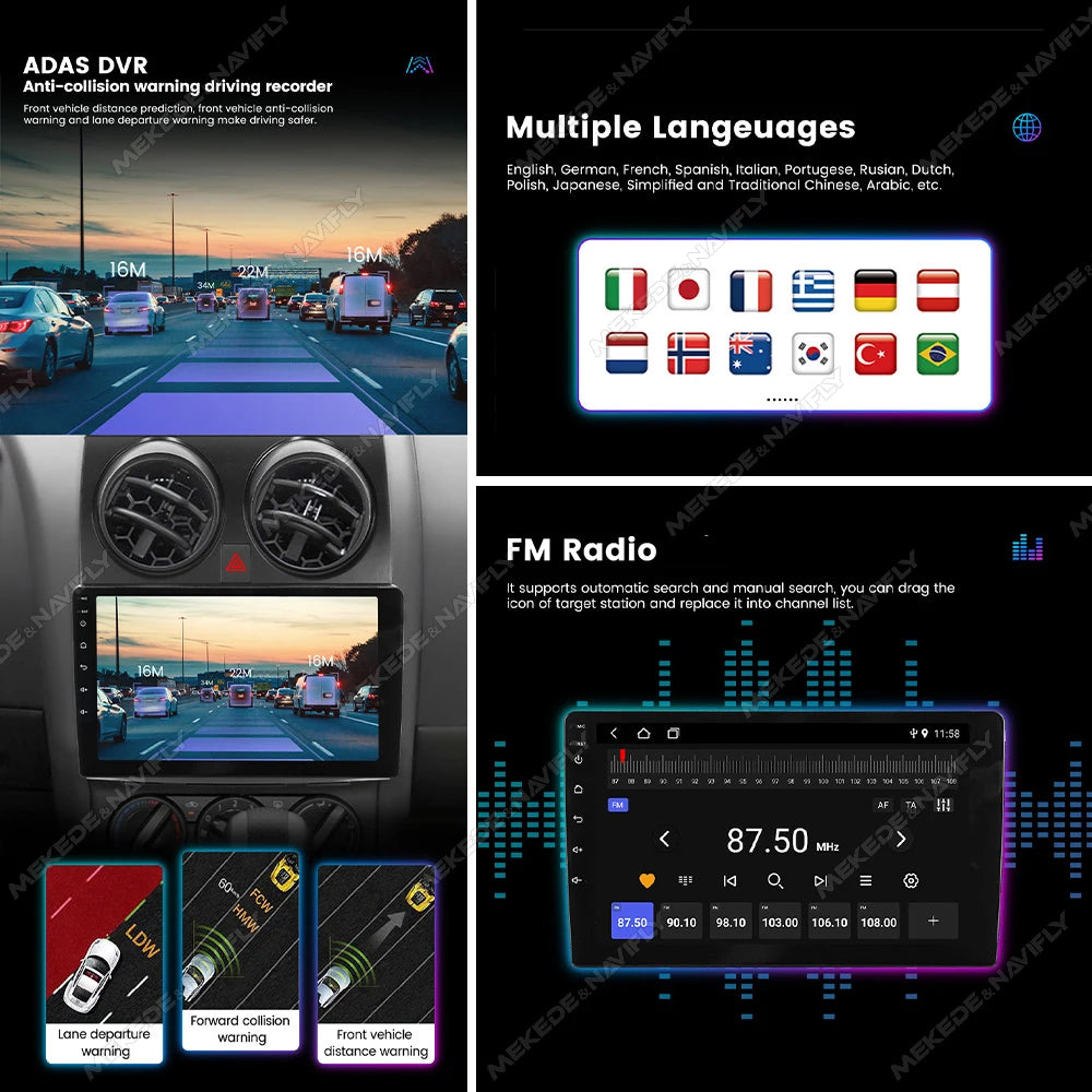 MEKEDE &NAVIFLY Android 14 Wireless Carplay Auto Car Radio for Hyundai Ix45 Santa Fe 2006 - 2012 Multimedia Player GPS FM Stereo