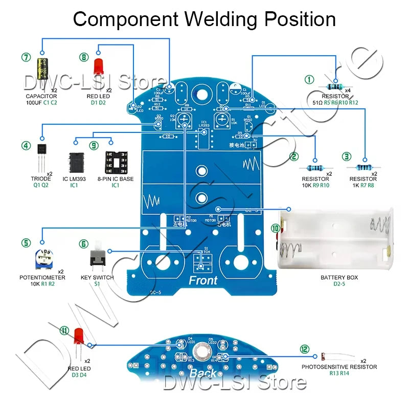 Practice Soldering Learning Electronics Kit Smart Car Soldering Project Kits Line Following Robot Beginners DIY Electronics