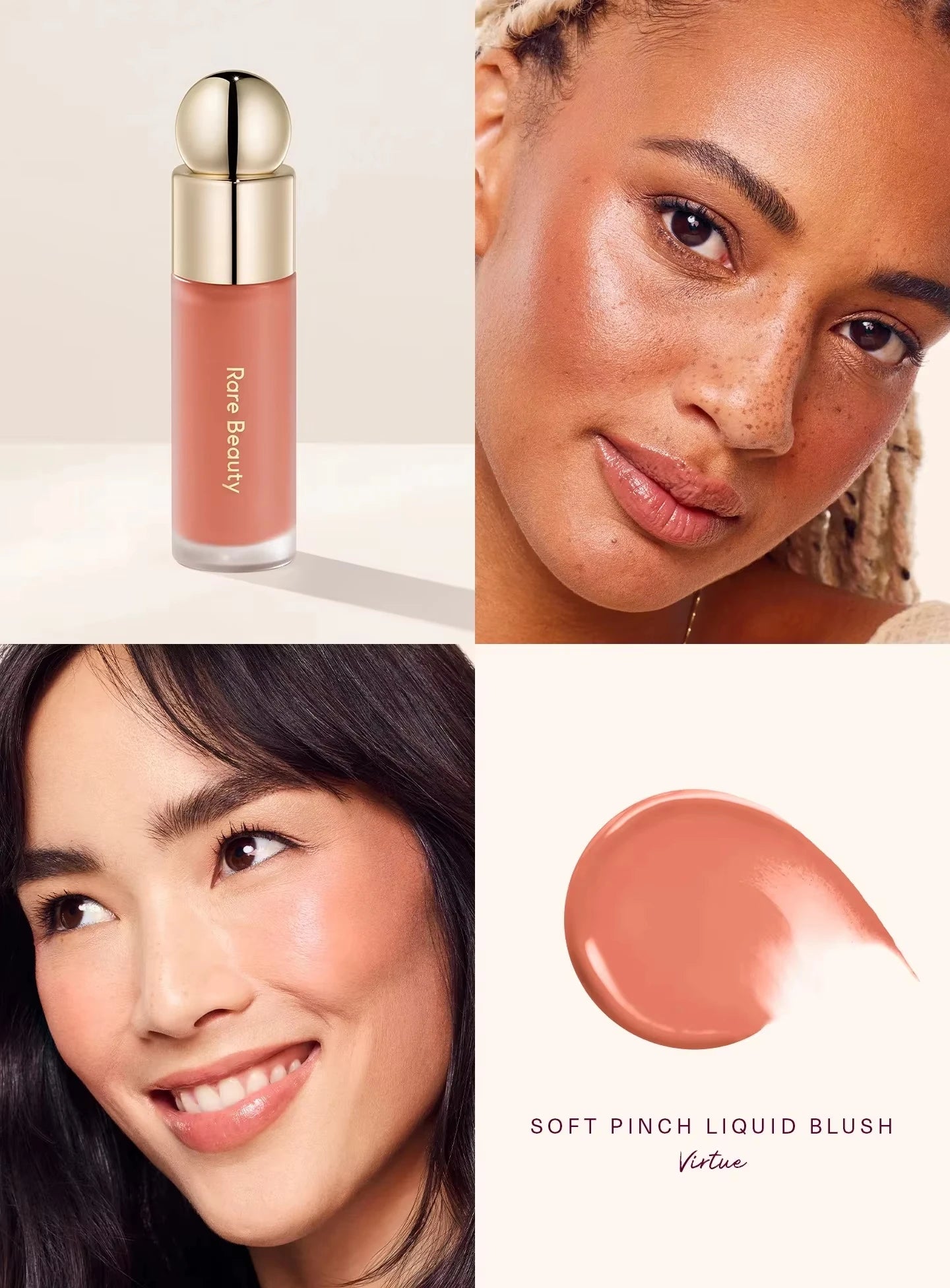 Rare Beauty Soft Pinch Liquid Blush Silky and Glides On Smoothly Long Lasting Plump Makeup Hope Love Virtue Happy Wonder Worth