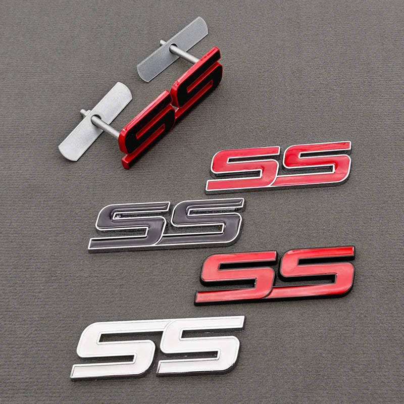 3D Metal Logo SS Car Body Sticker Rear Trunk Badge Front Grille Emblem For Chevrolet SS Camaro Cruze Equinox Blazer Accessoeies