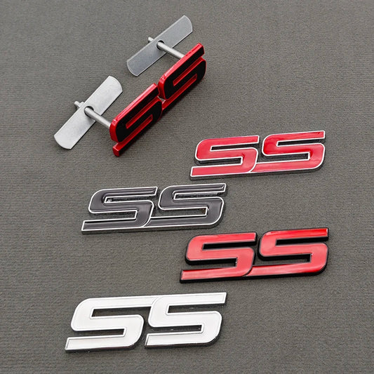 3D Metal Logo SS Car Body Sticker Rear Trunk Badge Front Grille Emblem For Chevrolet SS Camaro Cruze Equinox Blazer Accessoeies