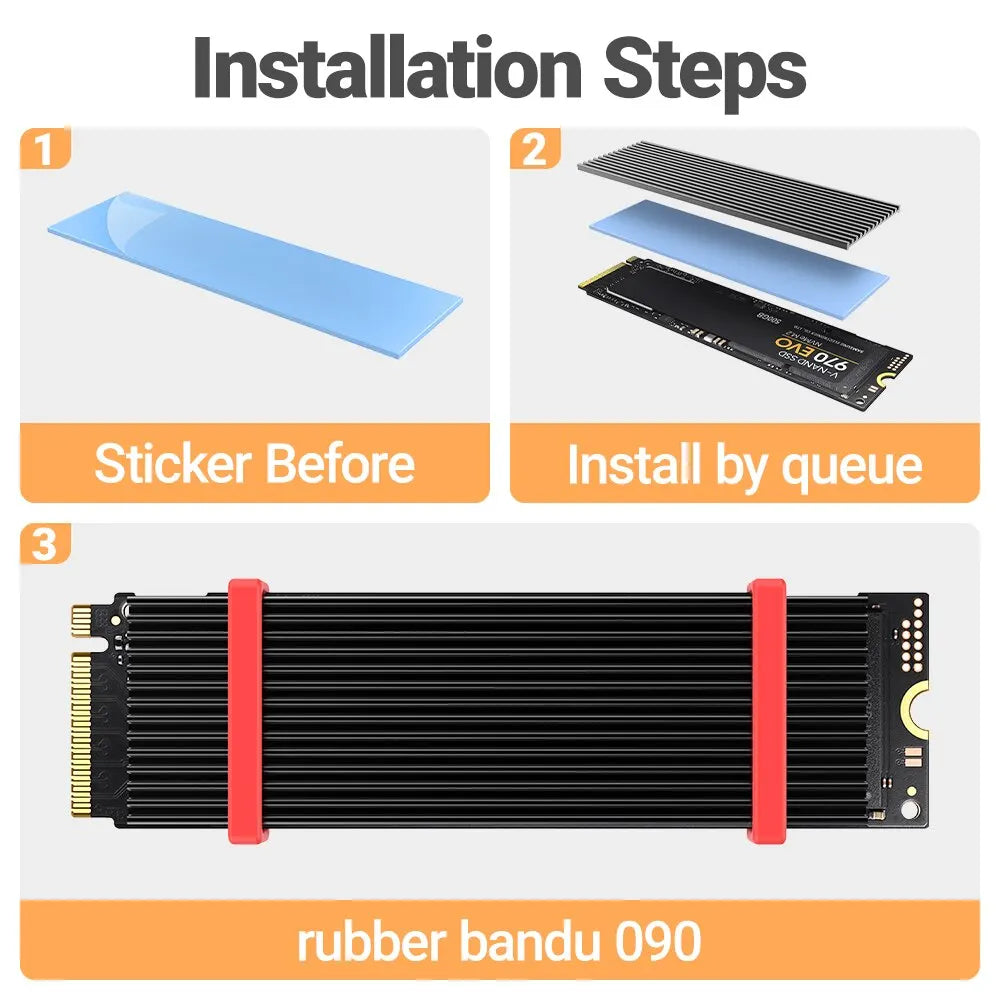 JEYI M.2 SSD Heatsink, Aluminum NVMe Radiator 2280 Solid State Drives Cooler With Silicone Thermal Pad For PS5 Laptop Desktop