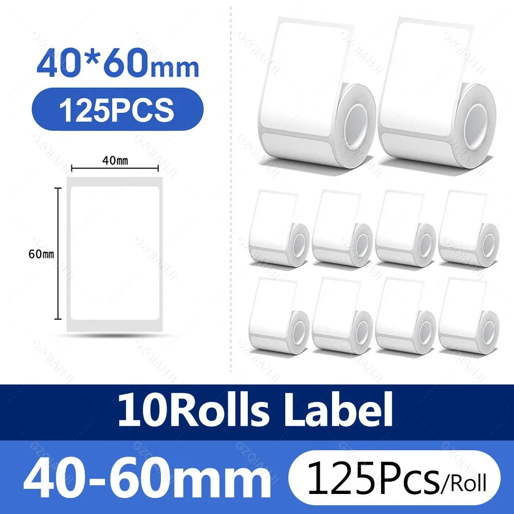3/5/10 NiiMBOT White Label Paper Waterproof Self-adhesive Rolls For B1 B21 Mini Label Printer Price Tag Office Maker UV Print