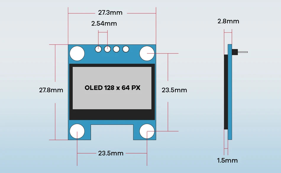 0.96" Inch OLED Display Screen Module I2C IIC 128x64 SS - D - 1306 3.3V-5V Blue/blue Yellow/White for Arduino ESP32 ESP8266