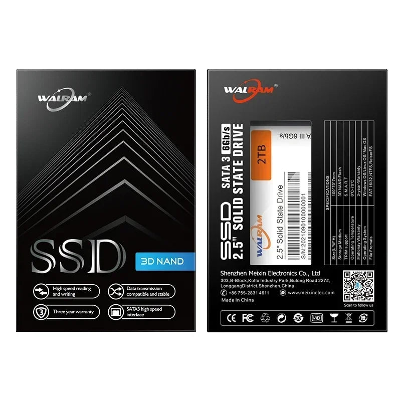 WALRAM 2.5 SATA 3 SSD 512GB 128GB 120GB HDD Laptop Internal SATA3 SSD 1TB Solid State Drive 240GB 256GB Hard Disk For Desktop PC