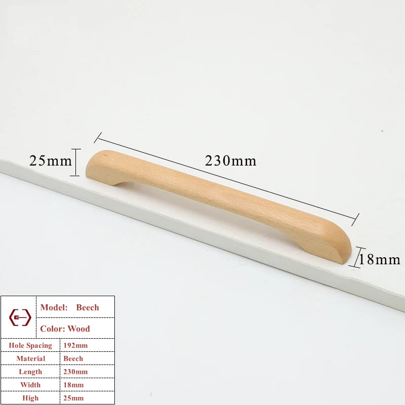 Wooden Cabinet Handles Beech Walnut Solid Wood Furniture Door Handle Kitchen Cupboard Drawer Knobs Wardrobe Hardware Pull Handle
