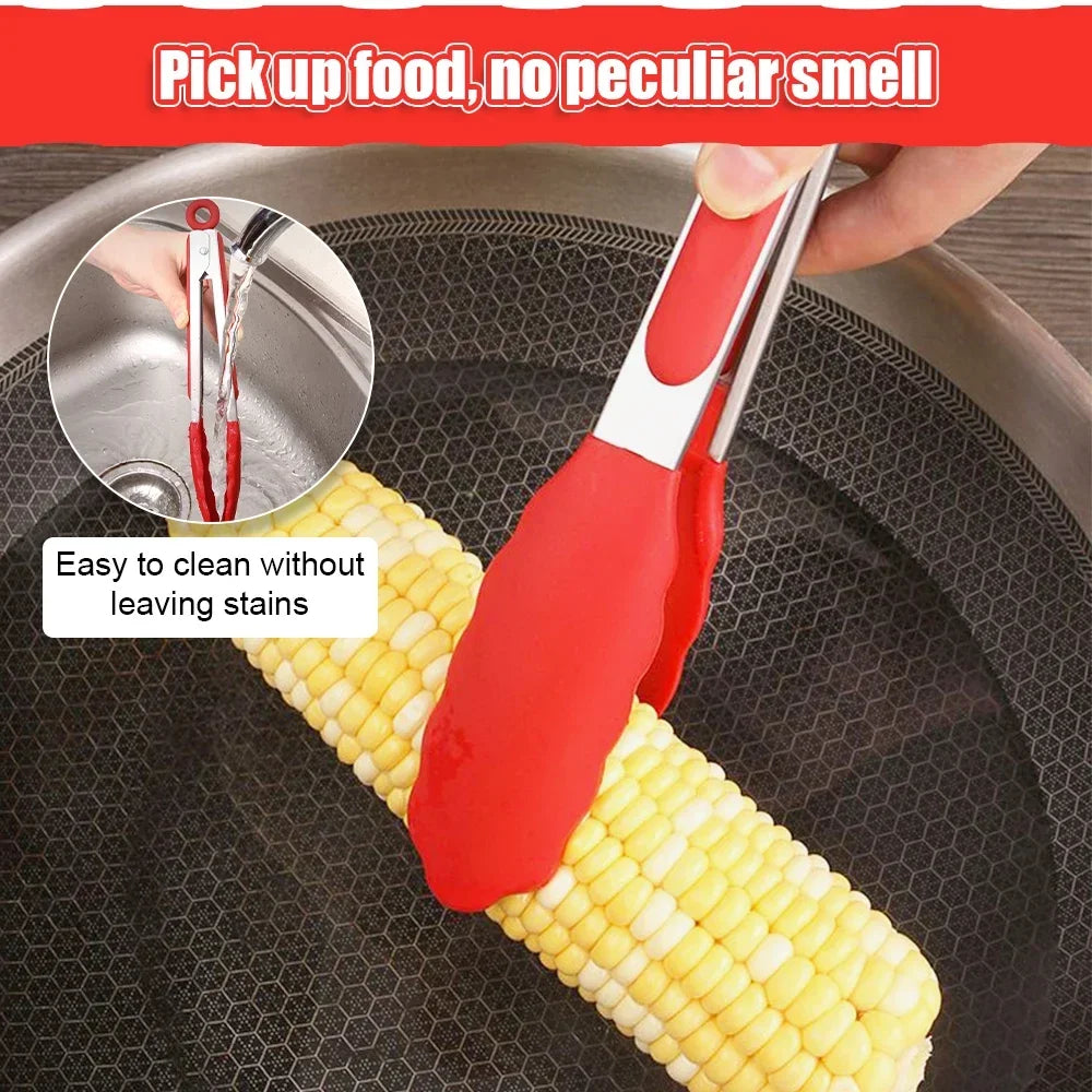 7/9/12 inch Small Silicone Clips Bread Barbecue tongs Steak Clip Food Clips BBQ Cooking Baking Salad Kitchen Accessories