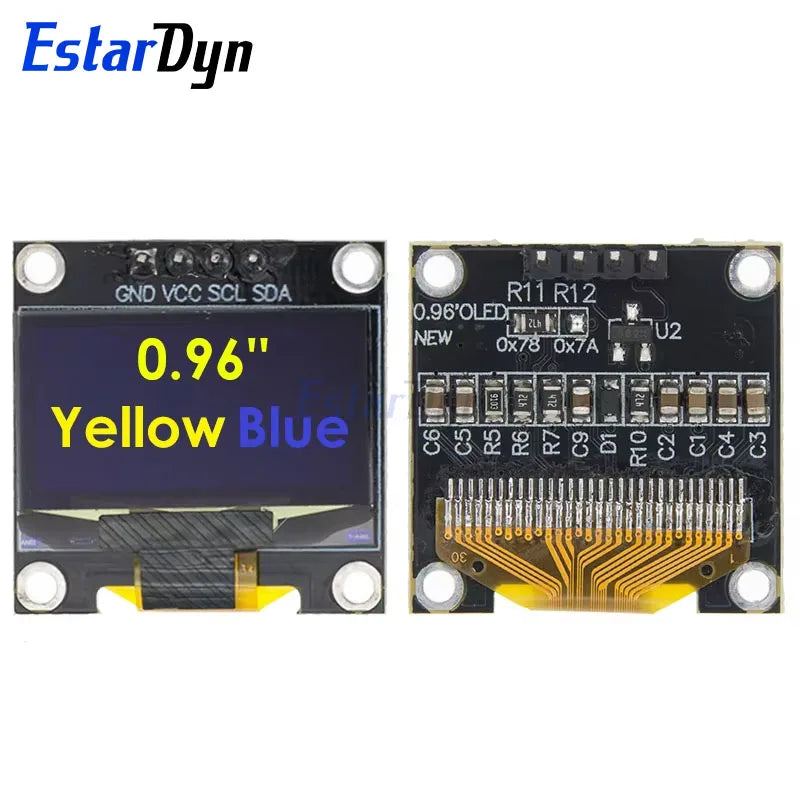 Estardyn DIYUSER 0.96 Inch OLED SSD1306 White/Blue/Yellow 128X64 IIC I2C Serial Display  12864 LCD Screen Board For