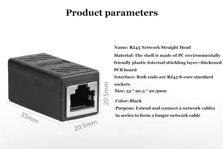 Ethernet Cable Extender, RJ45 Cat 5 Cat 6 Cat6a Coupler, Extender Connector - Ethernet Coupler Female to Female