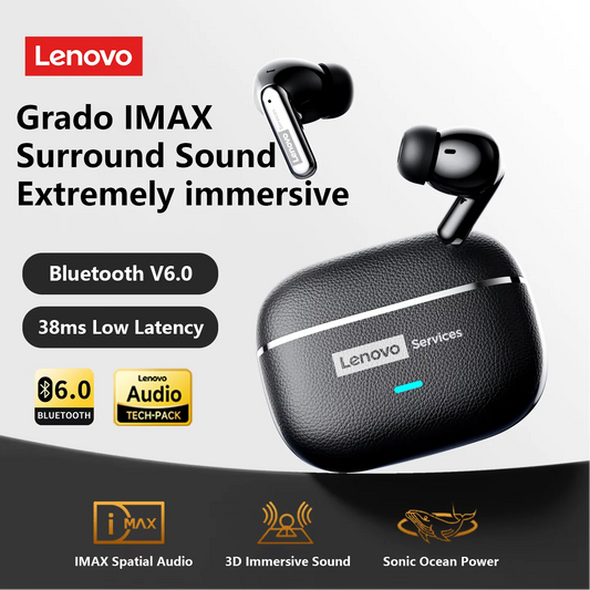 Choice Lenovo LE208 Wireless Bluetooth Leather Earphones Stereo ENC Noise Cancelling Headphone 38ms Low Latency Gaming Headset