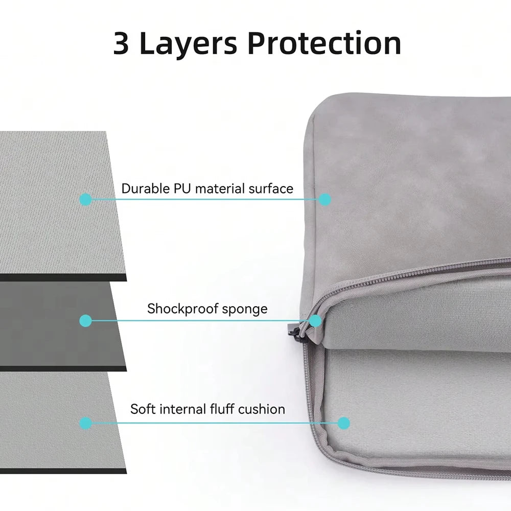 PU Sheepskin Leather Fabric Waterproof Leather 9.7-15.6 inch Tablet PC Carrying Case Protective Notebook Shockproof Cover