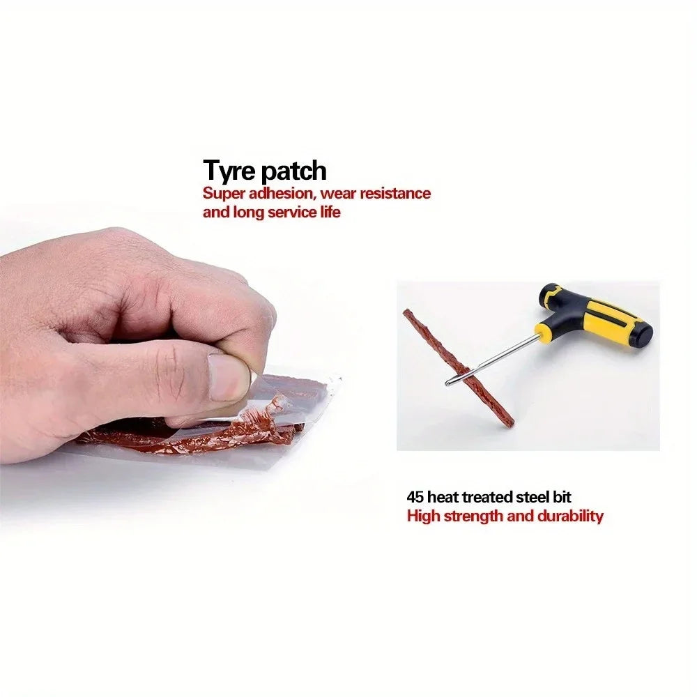 Professional Tire Plug Kit with Rapid-Seal Glue All-Weather Puncture Repair for Sedan to SUV Roadside Rescue Anti-Leak Guarantee