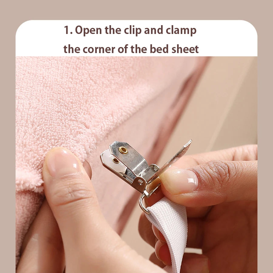 Bed Sheet Clips Adjustable Bed Sheet Holder Straps Set of 4 Elastic Fitted Bedding Clips Fasteners for Home Hotel