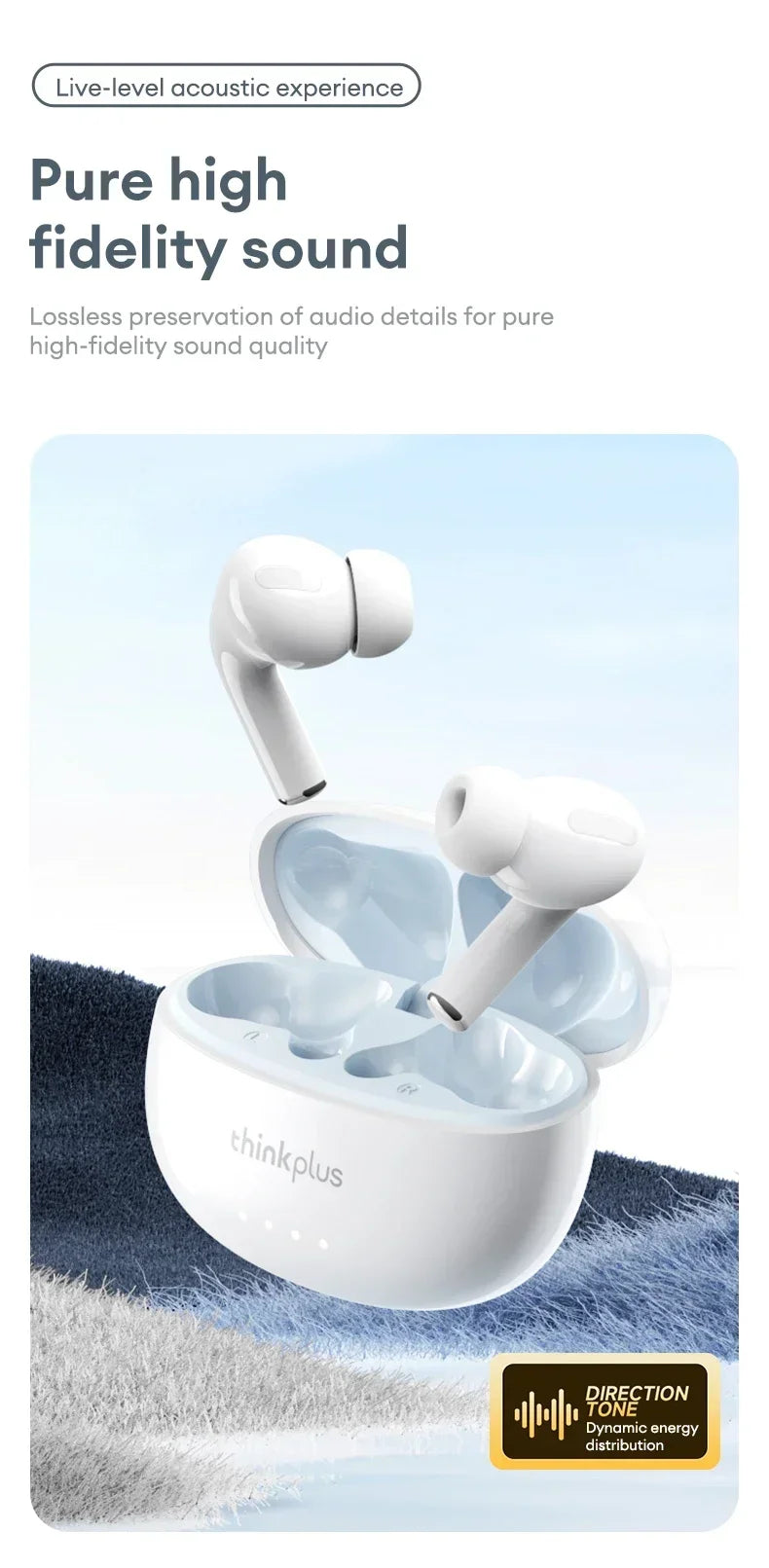 Lenovo LP5 Pro Wireless Bluetooth 5.4 Earphones TWS HiFi Sound Headphones Earbuds Gaming Sports Headset Touch Control With Mic