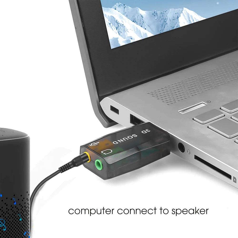 External USB Sound Card 3D Audio Headset Microphone Adapter for PC Desktop Support for Three-dimensional Sound Plug And Play