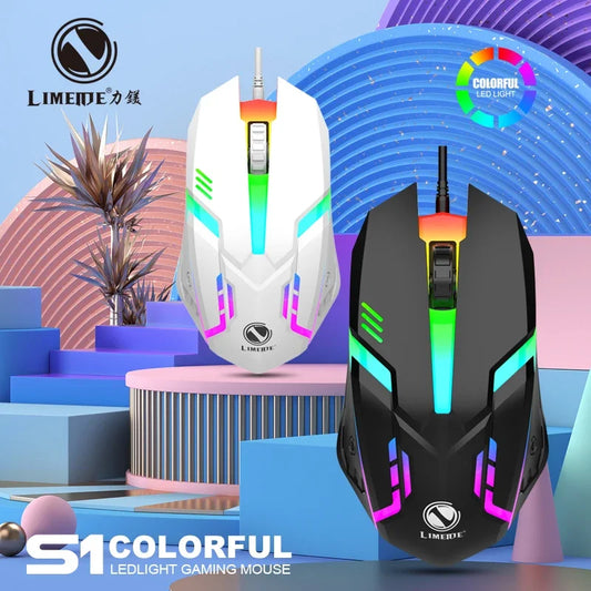 S1 Wired 3 Keys Mouse Colorful Lighting Gaming and Office For Microsoft Windows and Apple IOS System