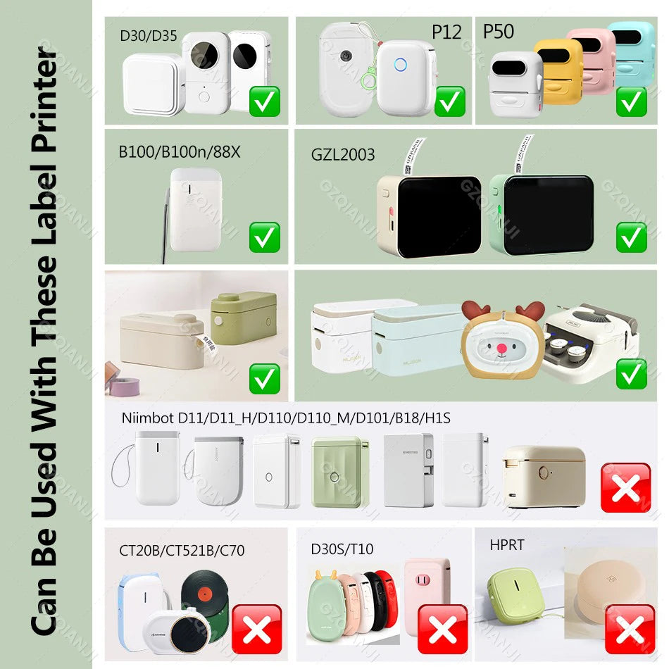 Portable Mini Labeling Printer Marklife P12 Thermal Adhesive Sticker Pocket Label Maker or 1Roll Spacer/Continues Label Paper