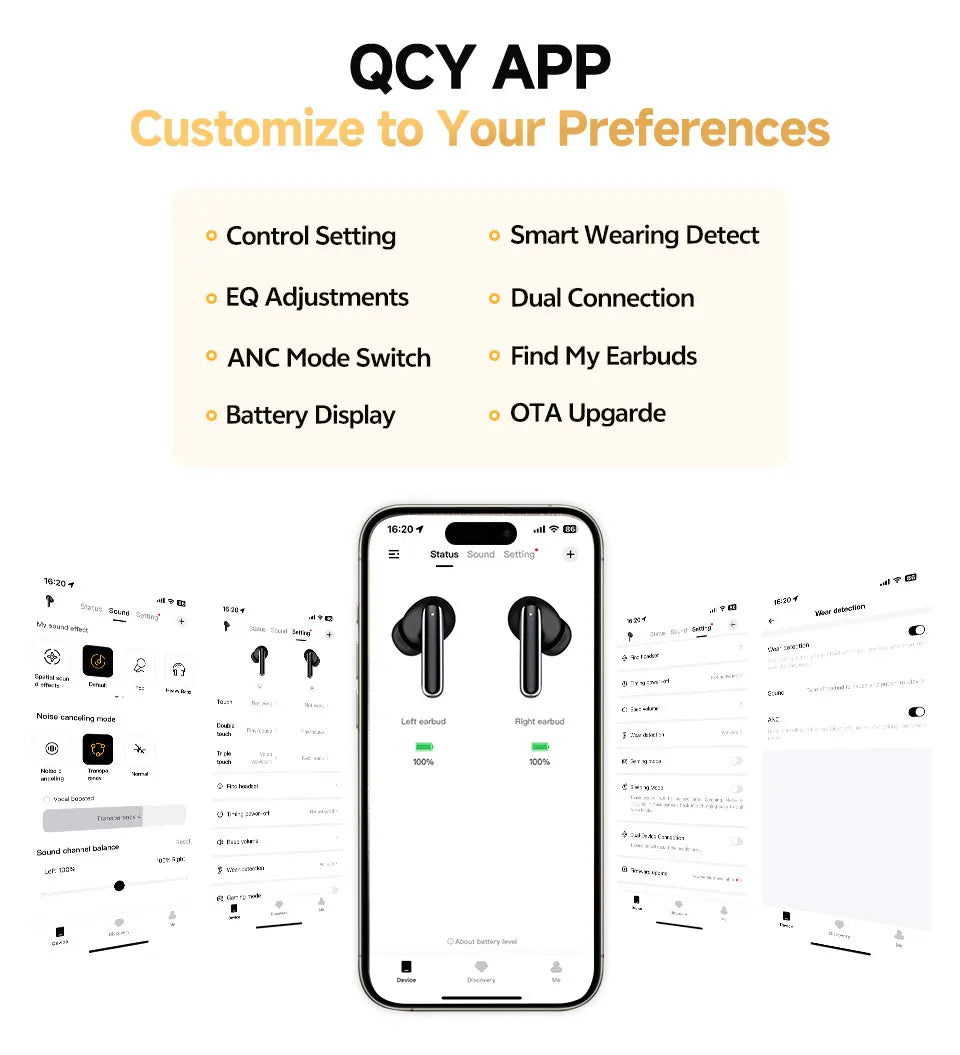 QCY MeloBuds Pro Adaptive Hybrid Active Noise Cancelling Wireless Earbuds 46dB Bluetooth 5.3 LDAC Hi-Res Audio 34H Earphones