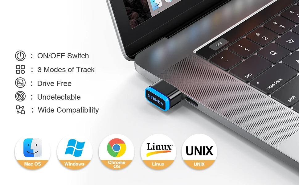 Seenda Mouse Jiggler USB Shaker Mechanical Undetectable On Off Mover Movement Simulator Smart Slent Keeps Computer Laptop Awake