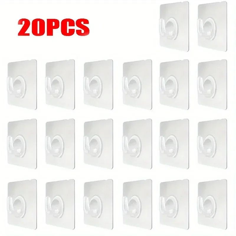 1/50Pcs Self-adhesive Hook Transparent Door Wall Hanger Hook Child Heavy Load Rack Kitchen Bathroom Towel Key Rack Sticky Hooks