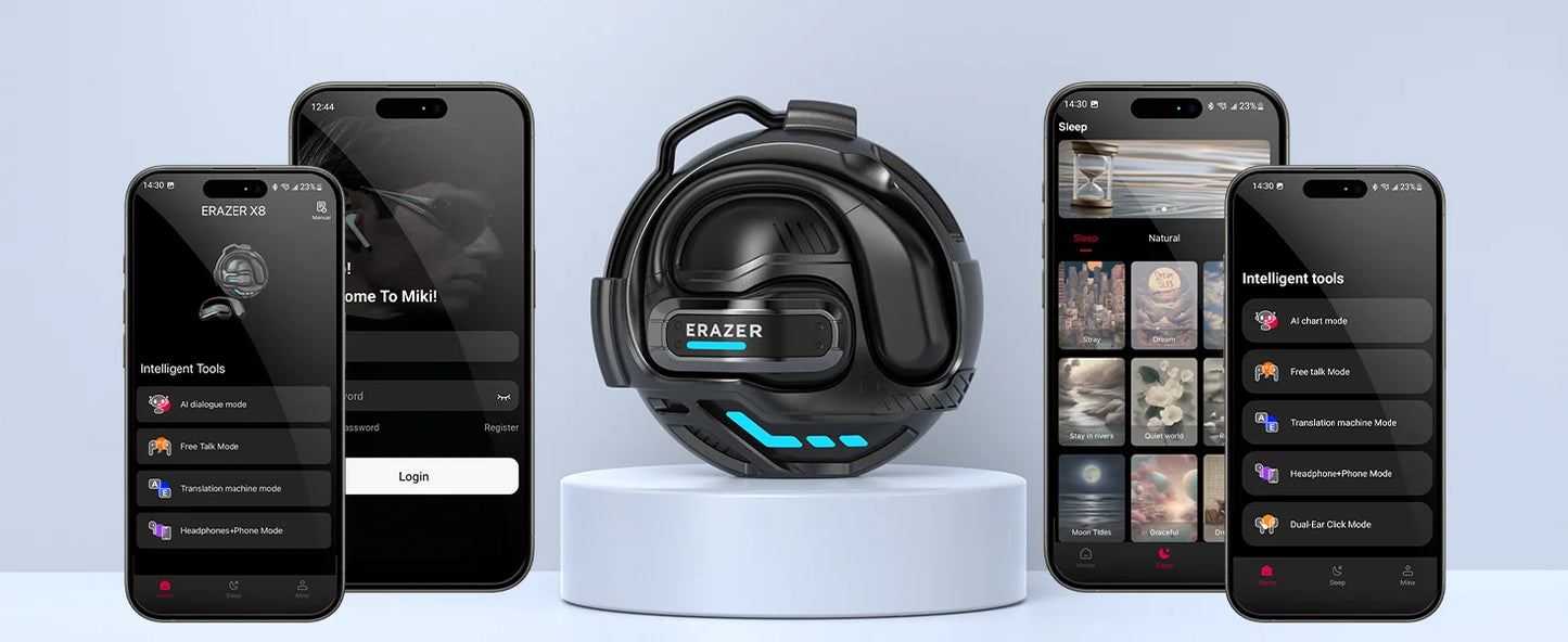 ERAZER X8 AI Translator Earbuds Gaming Bluetooth 5.4 Wireless Headphones Low Latency HD Call Earphones with Mic Waterproof