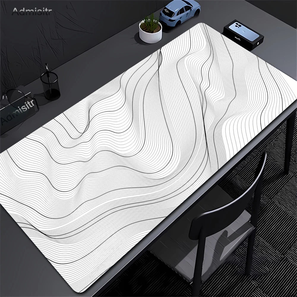 CIFBUY Large Gaming Mouse Pad Black White Strata Abstract Design Non-Slip Office Desk Mat Lock Stitched Edge for Computer Keyboa