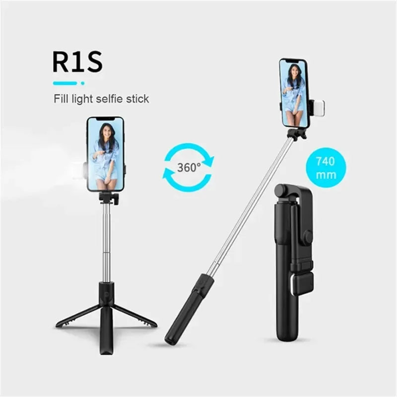 Selfie Stick Tripod With Bluetooth Remote Wireless Phone Holder Stand With Beauty Fill Light For All Smartphones