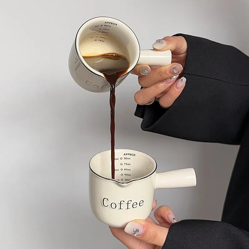 High Aesthetic Italian Espresso Cup with Scale High-end Exquisite Ceramic Coffee Measuring Cup Extraction Cup